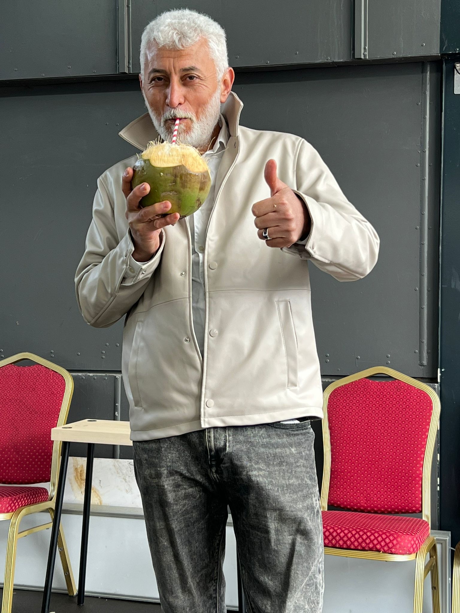 Osman with fresh coconut